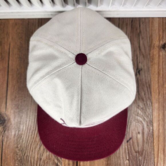 VINTAGE Farmers Union Insurance Hat Cap Snapback Maroon Made in USA L.W. Barrett - Picture 7 of 11